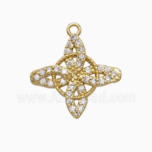 Copper Witch Knot Pendant Pave Zirconia Gold Plated