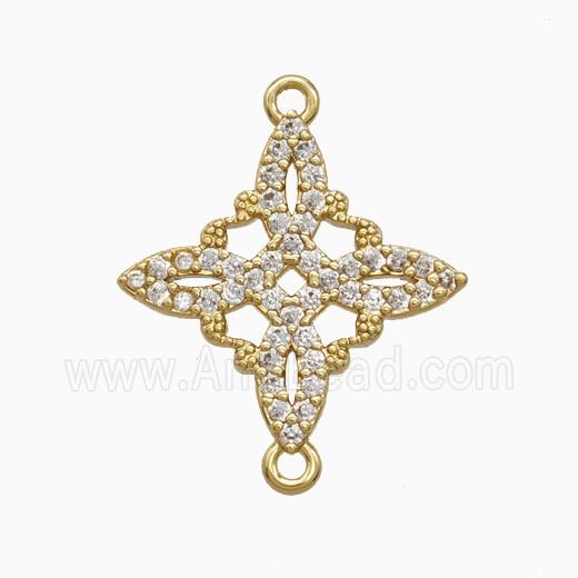 Copper Witch Knot Connector Pave Zirconia Gold Plated