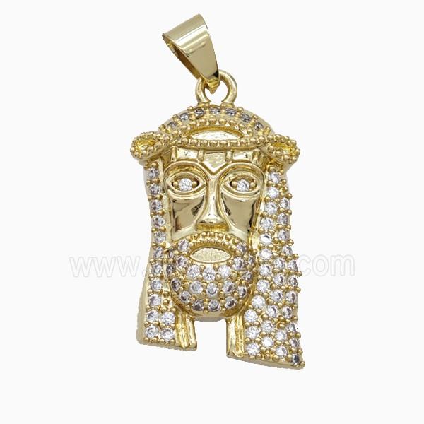 Copper Jesus Pendant Pave Zirconia Gold Plated