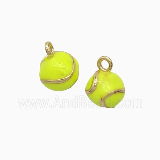 Copper Tennis Ball Pendant Olive Enamel Sports Gold Plated