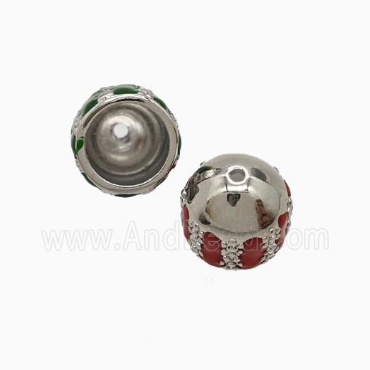 Copper Tassel-Caps Bail Red Enamel Platinum Plated