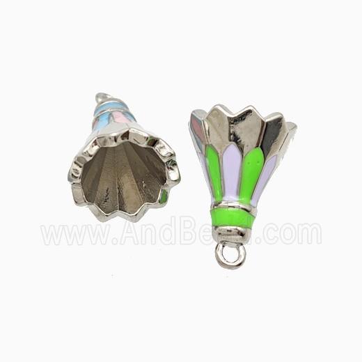 Copper Badminton Pendant Enamel Sports Platinum Plated