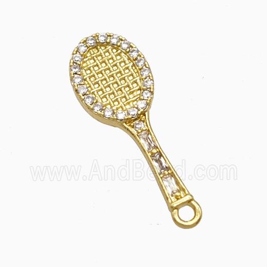 Copper Tennis Racket Pendant Pave Zirconia Sports Gold Plated