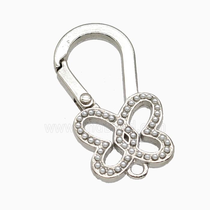 Copper Carabiner Clasp Pave Resin Butterfly Platinum Plated