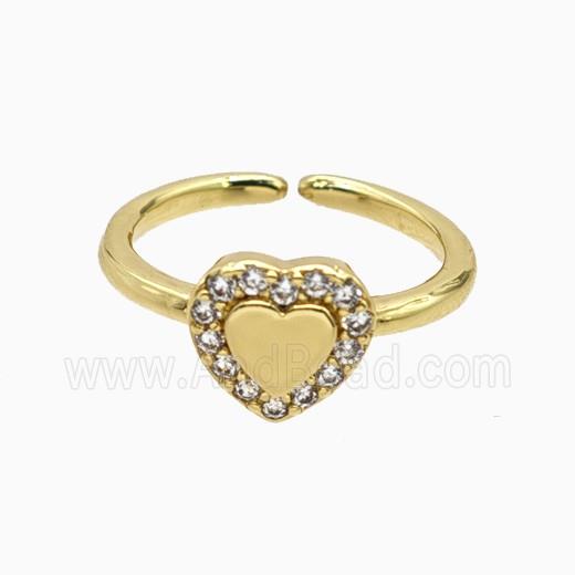 Copper Heart Rings Pave Zirconia Gold Plated