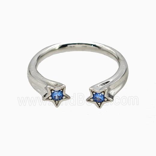 Copper Star Rings Pave Zirconia Platinum Plated