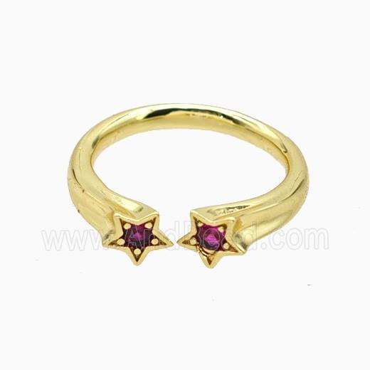 Copper Star Rings Pave Zirconia Gold Plated