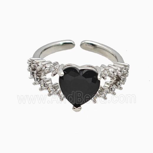 Copper Heart Rings Pave Zirconia Crystal Glass Platinum Plated