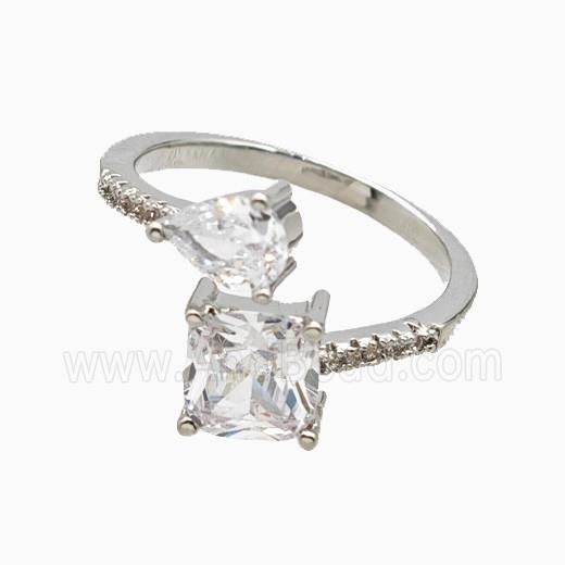 Copper Ring Pave Zirconia Crystal Glass Platinum Plated