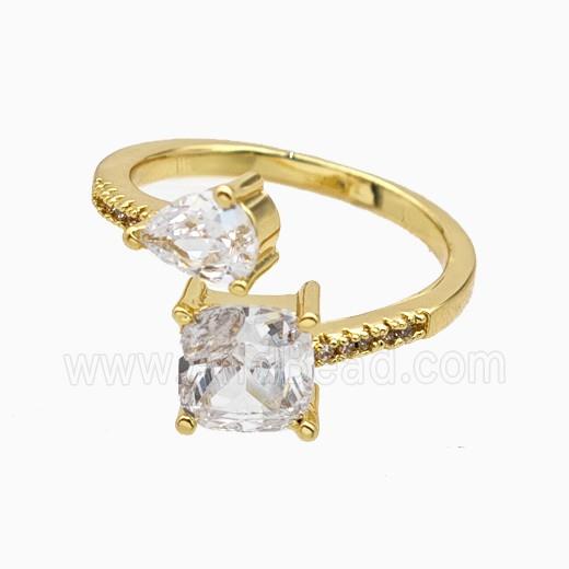 Copper Ring Pave Zircon, Gold Plated