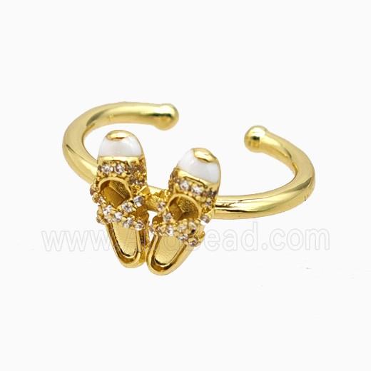 Copper Shoes Rings Pave Zirconia Enamel Gold Plated