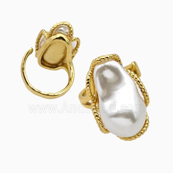 Copper Ring Pave Pearlized Resin Gold Plated