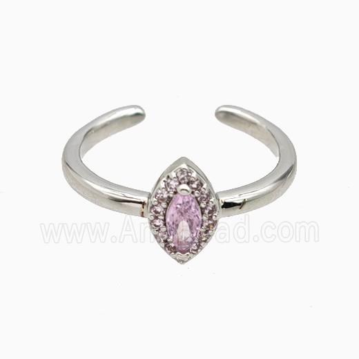 Copper Eye Rings Pave Zirconia Crystal Glass Platinum Plated