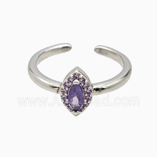 Copper Eye Rings Pave Zirconia Crystal Glass Platinum Plated