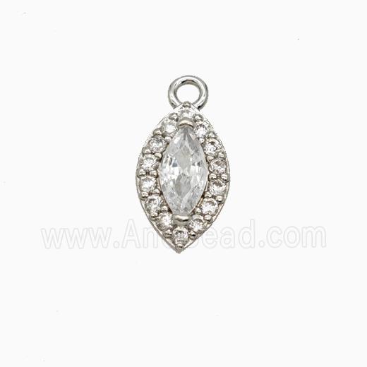 Copper Eye Pendant Pave Zirconia Crystal Glass Platinum Plated