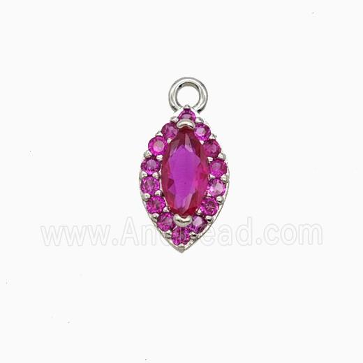 Copper Eye Pendant Pave Zirconia Crystal Glass Platinum Plated