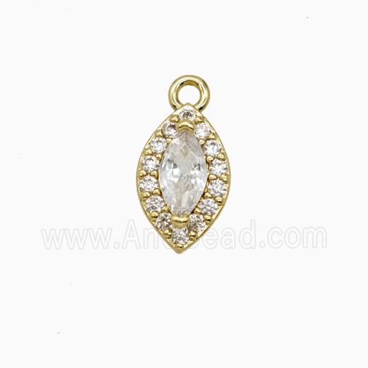 Copper Eye Pendant Pave Zirconia Crystal Glass Gold Plated