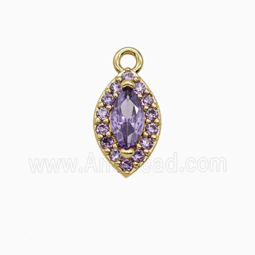 Copper Eye Pendant Pave Zirconia Crystal Glass Gold Plated