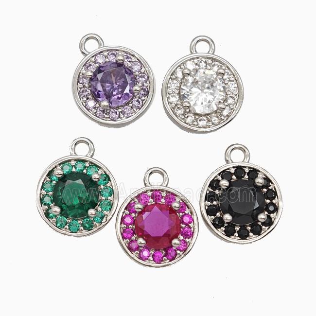 Copper Sun Pendant Pave Zirconia Crystal Glass Platinum Plated Mixed
