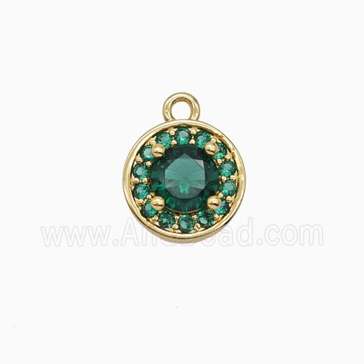 Copper Sun Pendant Pave Zirconia Crystal Glass Green Gold Plated