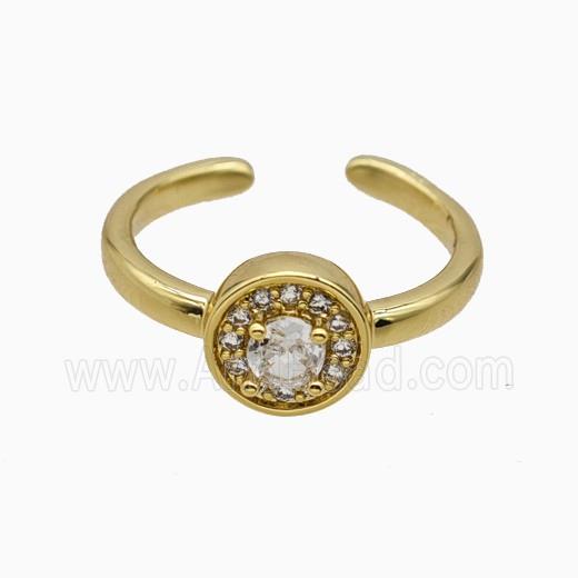 Copper Rings Pave Zirconia Crystal Glass Gold Plated