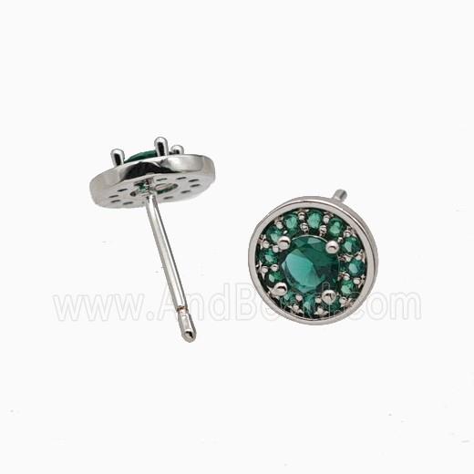 Copper Stud Earrings Pave Zirconia Crystal Glass Platinum Plated