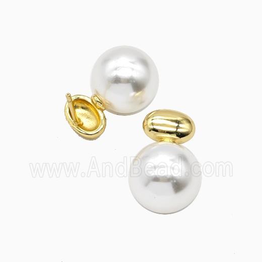 Copper Stud Earrings Pave Resin Gold Plated