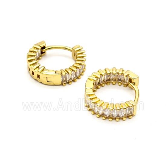 Copper Hoop Earrings Pave Zirconia Gold Plated