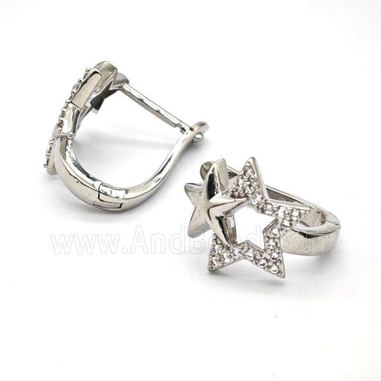 Copper Earring Studs Pave Zircon, Gold Plated