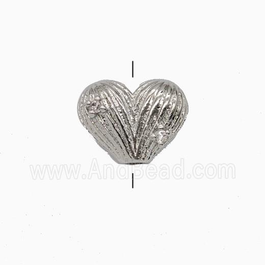 Copper Heart Beads Platinum Plated