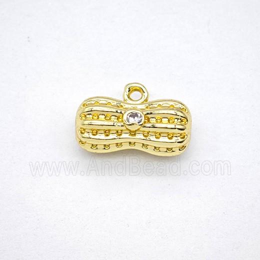 Copper Peanut Pendant Pave Zirconia Gold Plated