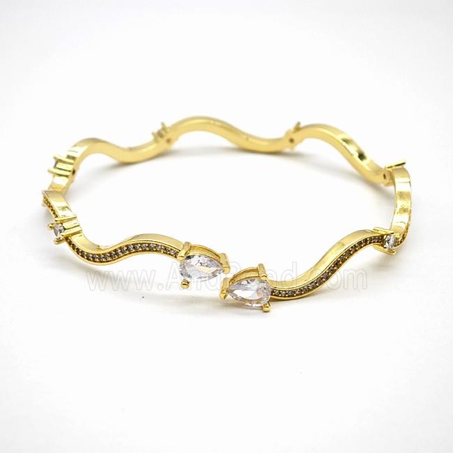 Copper Bangle Pave Zirconia Gold Plated