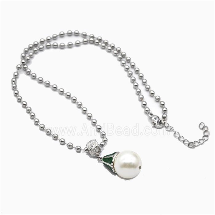 Copper Ball Necklace With Resin Platinum Plated