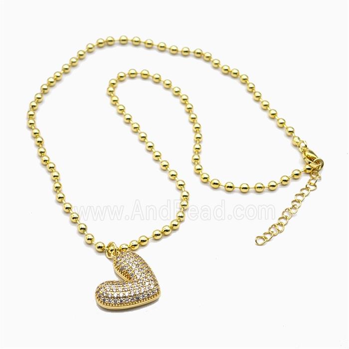 Copper Heart Necklace Pave Zirconia Gold Plated