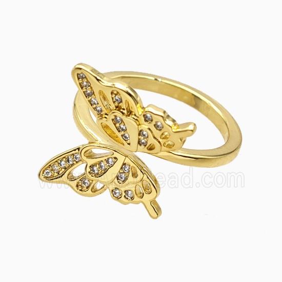 Copper Ring Pave Zircon, Gold Plated