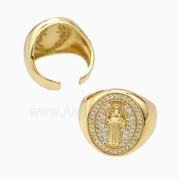 Copper Ring Pave Zircon, Gold Plated