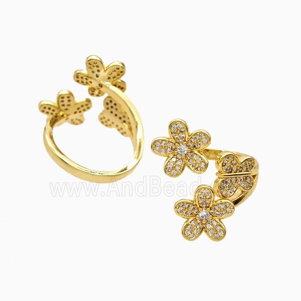 Copper Ring Pave Zircon, Gold Plated