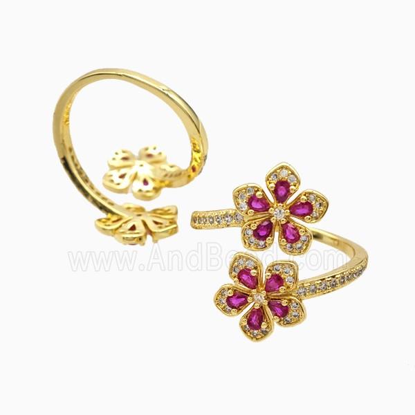 Copper Ring Pave Zircon, Gold Plated