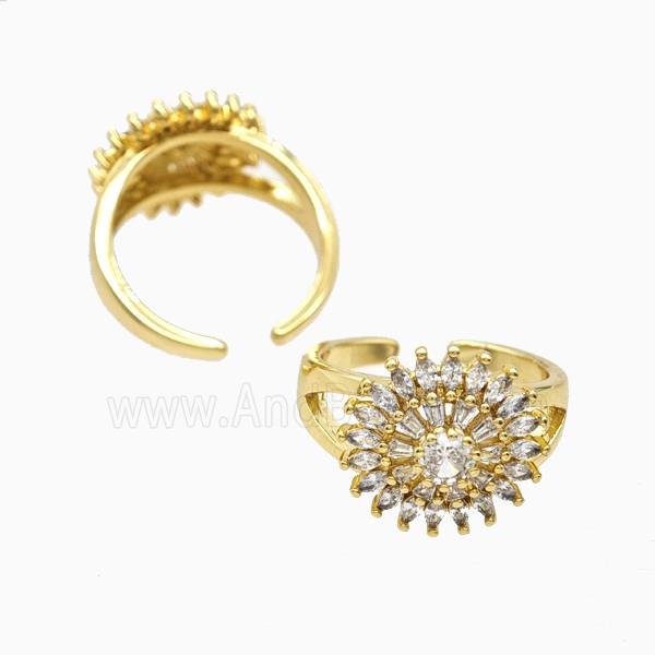 Copper Ring Pave Zircon, Gold Plated