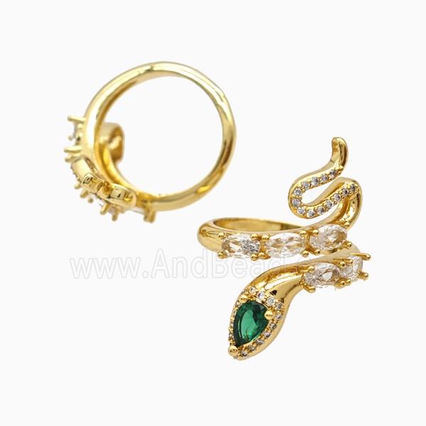 Copper Snake Rings Pave Zirconia 18K Gold Plated