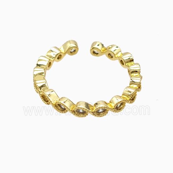 Copper Ring Pave Zircon, Gold Plated