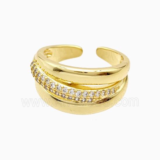 Copper Ring Pave Zircon, Gold Plated