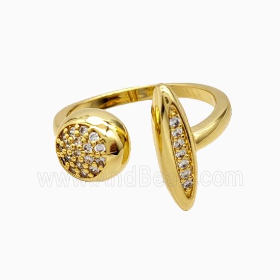 Copper Ring Pave Zircon, Gold Plated
