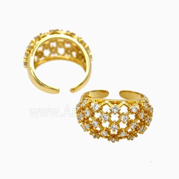 Copper Ring Pave Zircon, Gold Plated