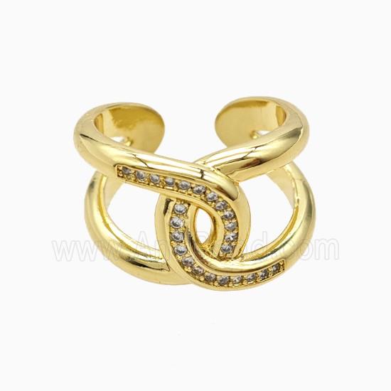 Copper Ring Pave Zircon, Gold Plated
