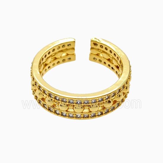 Copper Ring Pave Zircon, Gold Plated