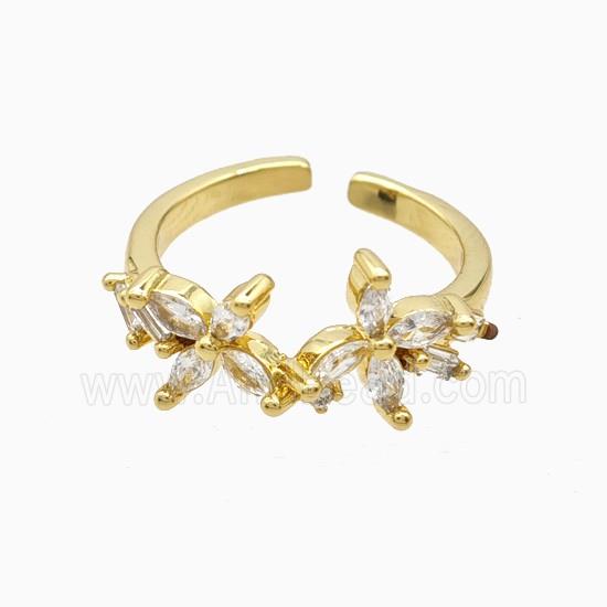Copper Ring Pave Zircon, Gold Plated