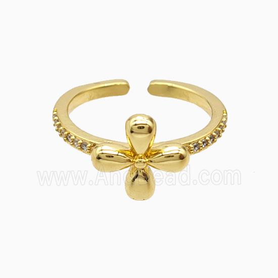 Copper Ring Pave Zircon, Gold Plated