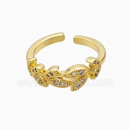 Copper Ring Pave Zircon, Gold Plated