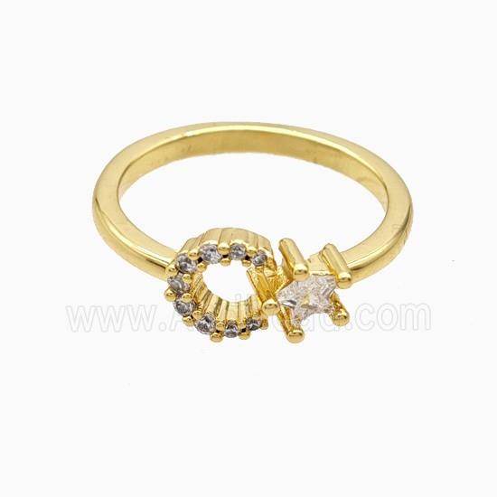 Copper Ring Pave Zircon, Gold Plated